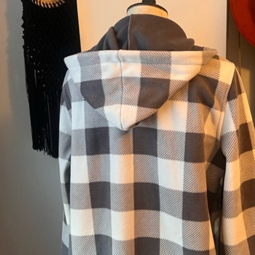 Checkered Pattern Hooded Coat - image 4